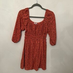 AUW Floral Dark Orange Mini Dress